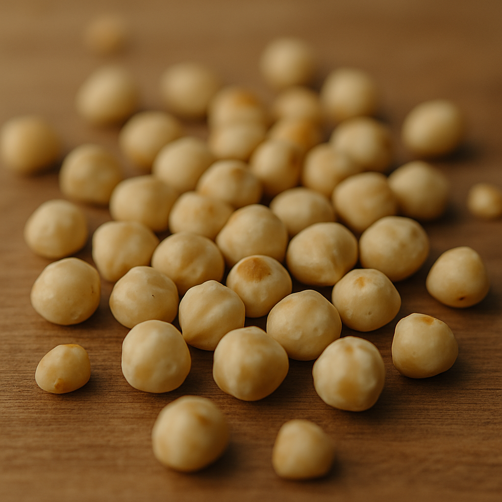 Close up van geroosterde witte amandelen