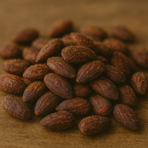 Close up van gerookte amandelen