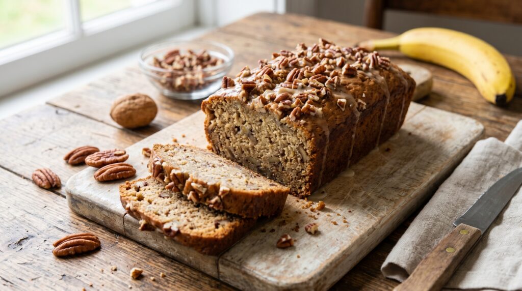 gezond bananenbrood met pecannoten